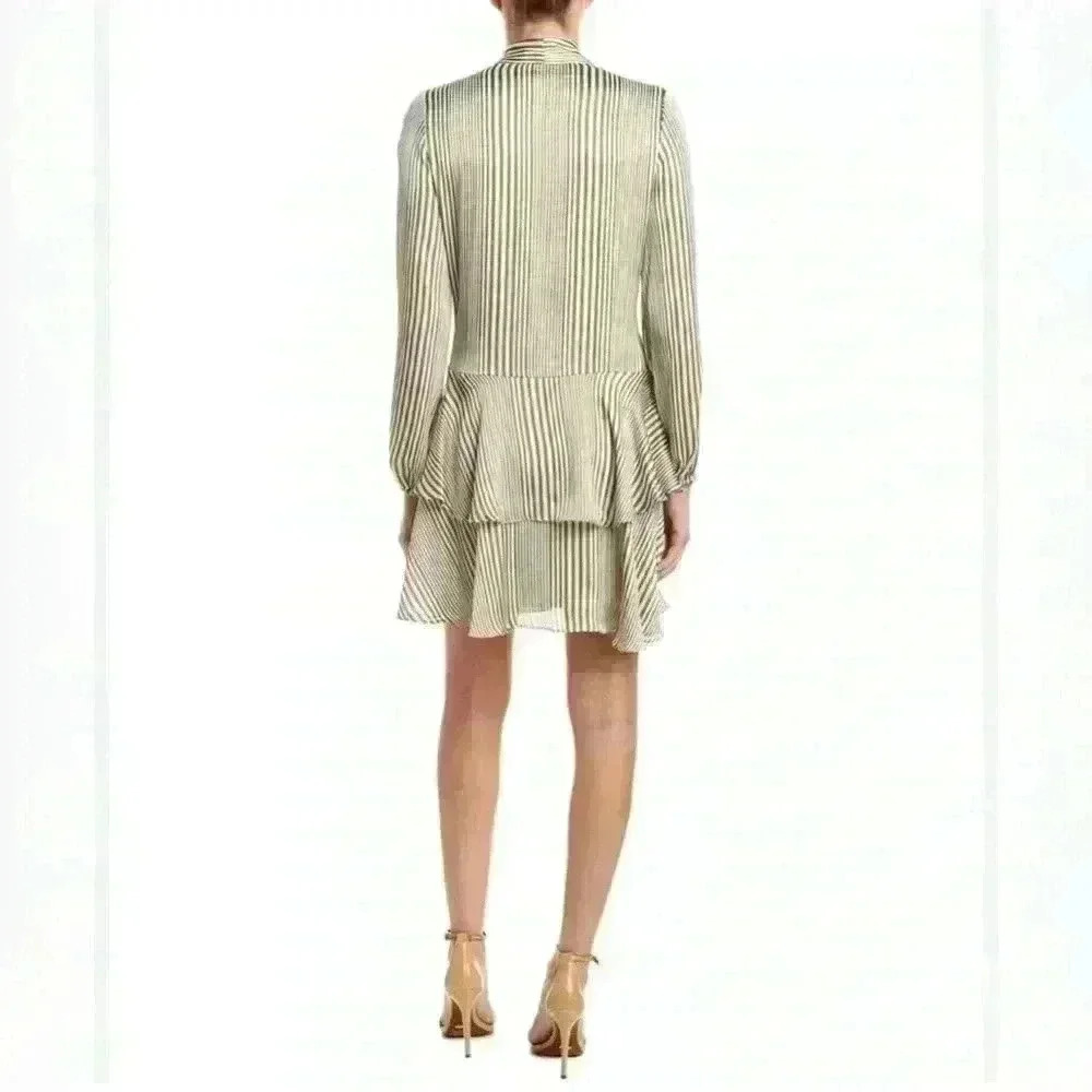 Avec Les Filles women’s dress striped green flowy long sleeve - Picture 2 of 8